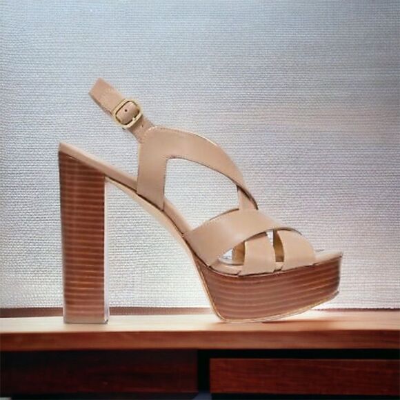 MICHAEL Michael Kors Audrina Platform Sandals in the Size 9.5M in Sahara Color - Picture 3 of 9